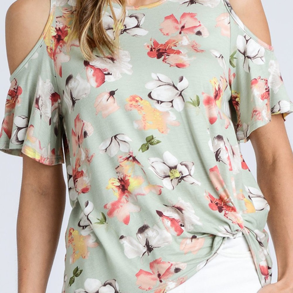 Floral Peek- A-Boo Shoulder Top